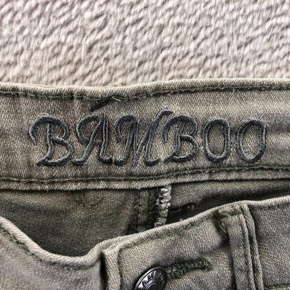 Bamboo Womens Jeans Size 3/4 Distressed Skinny Ankle Casual Classic Green Denim - Picture 3 of 15